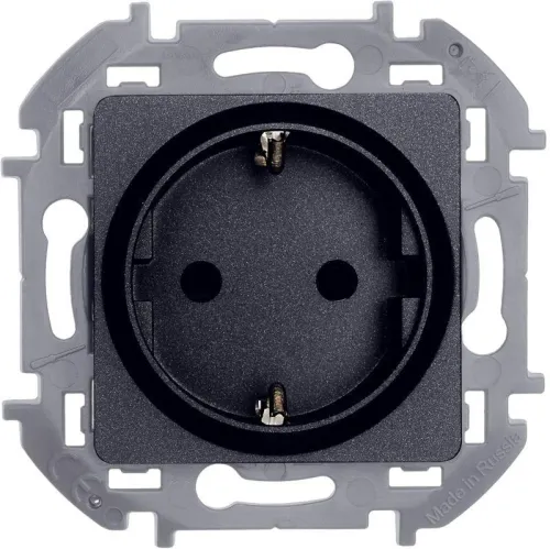Розетка 1-м СП Inspiria 16А IP20 250В 2P+E защ. шторки немецк. стандарт механизм антрацит IEK 673733 фото 4