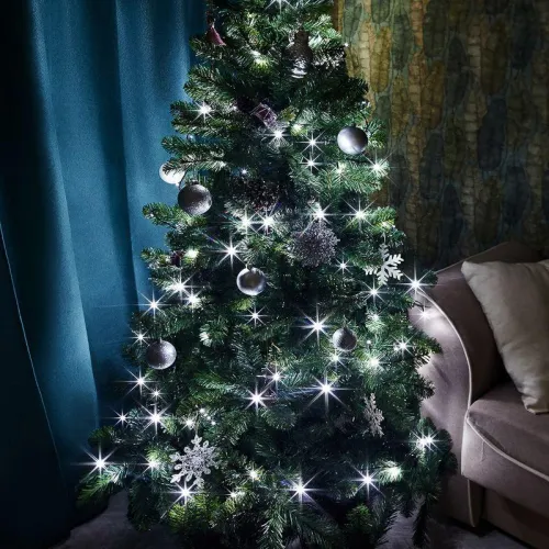 Гирлянда светодиодная "Твинкл Лайт" 15м 120LED бел. 6.9Вт 220-240В IP20 с контроллером 8 режимов провод ПВХ темн. зел. Neon-Night 303-055 фото 2