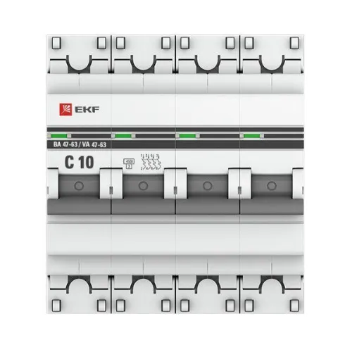 Выключатель автоматический модульный 4п C 10А 4.5кА ВА 47-63 PROxima EKF mcb4763-4-10C-pro фото 4