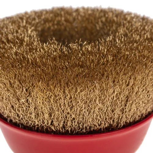 Щетка чашечная для УШМ витая латунированная проволока 125мм М14 Kranz KR-91-1210 фото 6