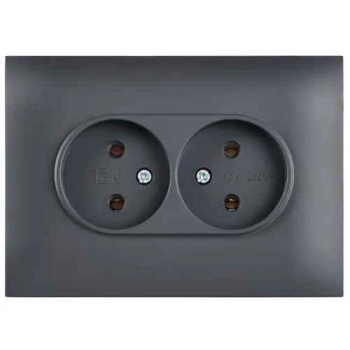 Розетка 2-м SKANDY 10А без заземл. без защ. шторок в сборе SK-R10T титан IEK SK-R20-10-K48-F фото 2