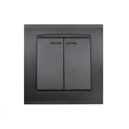 Выключатель 2-кл. СП Бриллиант 10А IP20 с подсветкой в сборе графит Universal 7947410-Gr