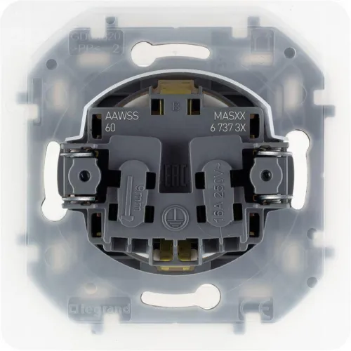 Розетка 1-м СП Inspiria 16А IP44 250В 2P+E защ. шторки с крышкой немецк. стандарт механизм бел. Leg 673740 фото 2