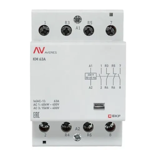 Контактор модульный КМ 63А 2NO+2NC 230В AC (3 мод.) AVERES EKF km-av-3-63-22-230V фото 9