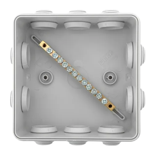 Коробка уравнивания потенциалов КУП-030-014 100х100х50 IP55 с крышкой наружн. для прямого монтажа 10 мембр. вводов сер. EKF plc-kmr-030-014-g фото 5