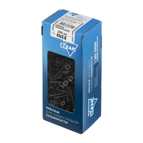 Саморез гипсокартон-дерево 3.8х41 (коробка) (уп.200шт) Zitar 102123 фото 3