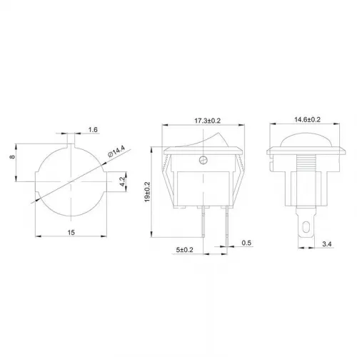 Выключатель клавишный 250В 3А (2с) ON-OFF круглый черн. Micro (RWB-105; SC-214) Rexant 36-2510 фото 2