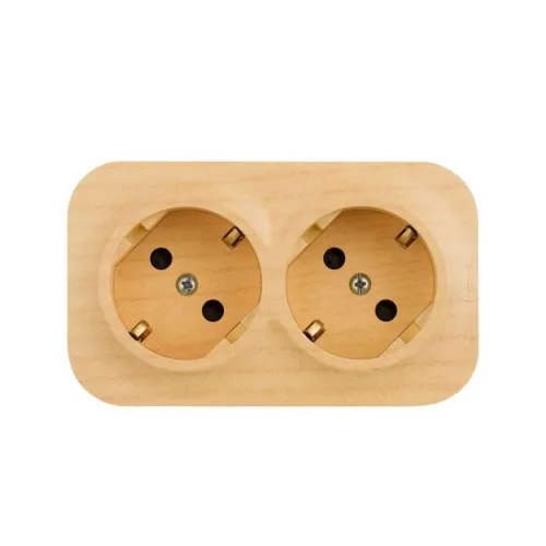 Розетка 2-м ОП Quteo 16А IP20 250В 2х2P+E с заземл. защ. шторки дерево IEK 782287 фото 2