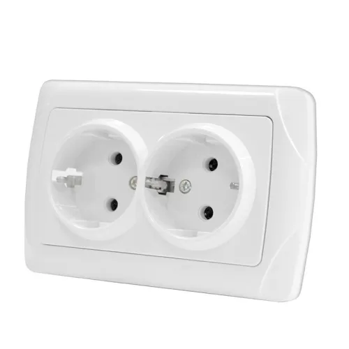 Розетка 2-м СП Маргарита 16А IP20 с заземл. бел. UNIVersal М0128 фото 2