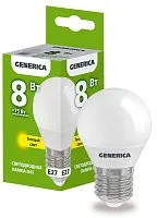 Лампа светодиодная G45 8Вт шар 3000К E27 230В GENERICA LL-G45-08-230-30-E27-G