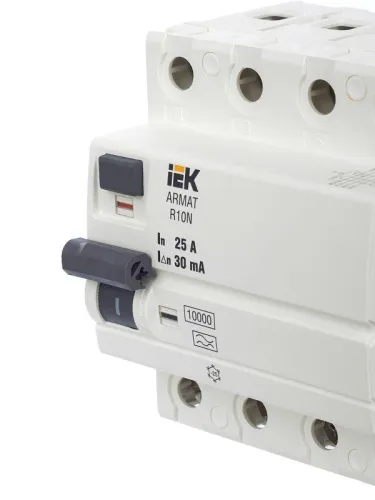 Выключатель дифференциального тока (УЗО) 4п 25А 30мА тип A ВДТ R10N ARMAT IEK AR-R10N-4-025A030 фото 9