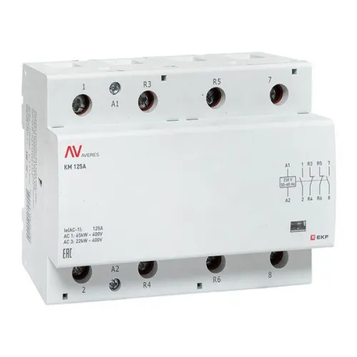 Контактор модульный КМ 125А 2NO+2NC 230В AC (6 мод.) AVERES EKF km-av-6-125-22-230V