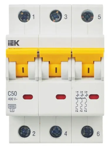 Выключатель автоматический модульный 3п C 50А 6кА ВА47-60M KARAT IEK MVA31-3-050-C фото 10