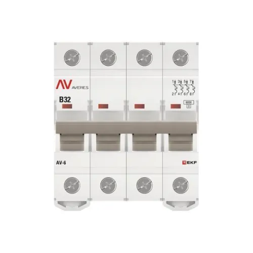 Выключатель автоматический модульный 4п B 32А 6кА AV-6 AVERES EKF mcb6-4-32B-av фото 4