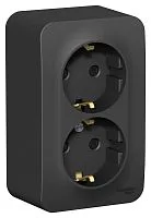 Розетка 2-м ОП Blanca 16А IP20 250В с заземл. защ. шторки с изолир. пластиной антрацит SE BLNRA011216