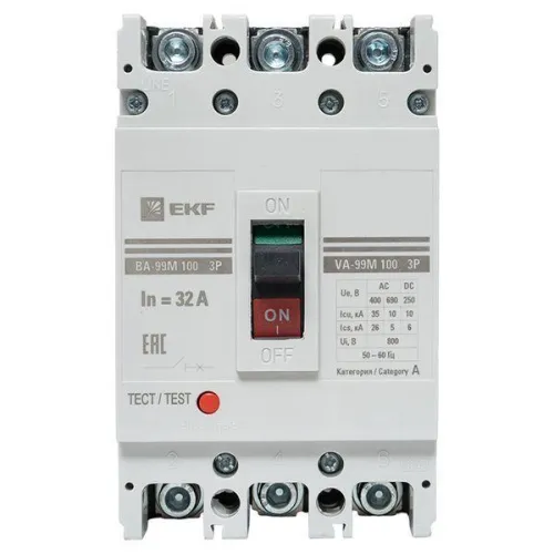 Выключатель автоматический 3п 100/32А 35кА ВА-99М PROxima EKF mccb99-100-32m фото 3