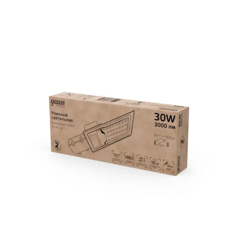 Светильник светодиодный Avenue 30Вт 5000К IP65 3000лм 190-250В 316х130х57мм ДКУ уличный консольный КСС Ш черн. GAUSS 629534330 фото 4