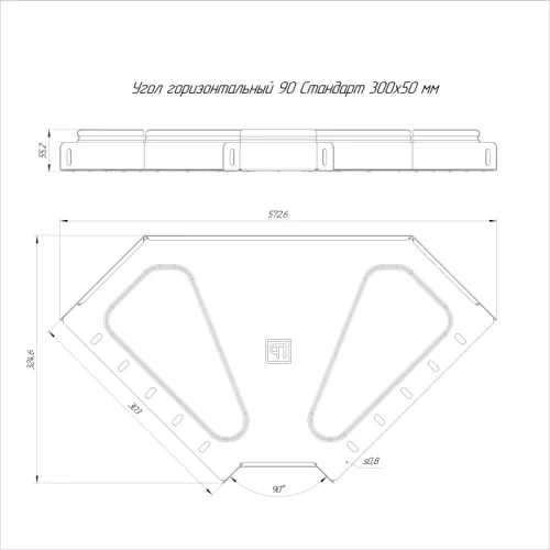 Угол горизонтальный 90град. 300х50 HDZ Стандарт Промрукав PR16.1647 фото 2