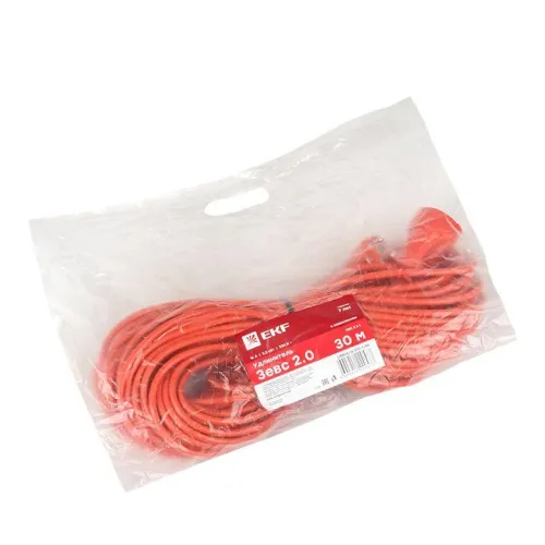 Удлинитель-шнур 1х30м с заземл. 16А IP20 Зевс 2.0 3.5кВт ПВС 3х1 PROxima EKF USB02-16-310-1-30 фото 3