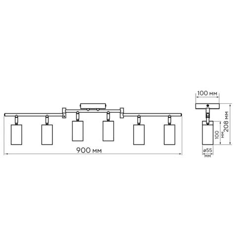 Светильник PCL-0606 6xGU10 IP20 230В BL настен./потолочн. декор. под лампу JazzWay 5066762 фото 7