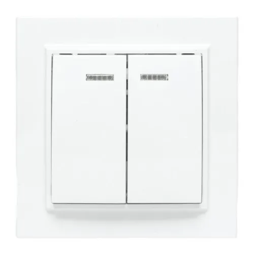 Выключатель 2-кл. СП Минск 10А IP20 с индикатором бел. Basic EKF ERV10-123-10