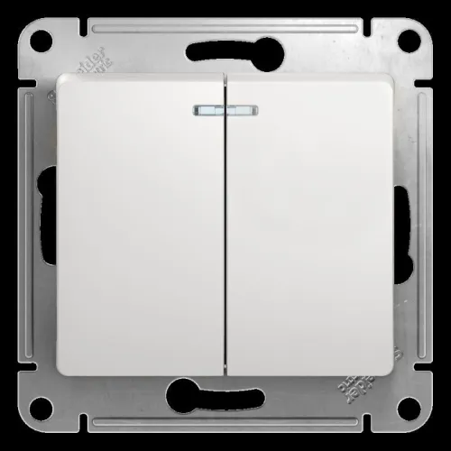 Выключатель 2-кл. СП Glossa 10А IP20 (сх. 5а) 10AX с подсветкой механизм бел. SE GSL000153 фото 2