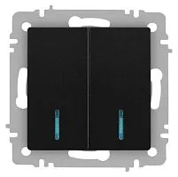 Выключатель Accent 6-105-05 двойн. с подсветкой 10А-250В IP20 СУ AL/CU антрацит Intro Б0063516