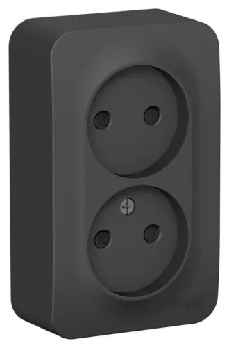 Розетка 2-м ОП Blanca 16А IP20 250В без заземл. защ. шторки с изолир. пластиной антрацит SE BLNRA001216 фото 2