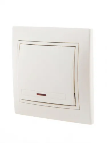 Выключатель 1-кл. СП Mira 10А IP20 с подсветкой со вставкой жемчуж./бел. перламутр. LEZARD 701-3030-111 фото 3