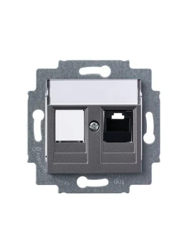 Розетка компьютерная Levit RJ45 кат.5E с заглушкой сталь ABB 2CHH295117A6069 фото 4