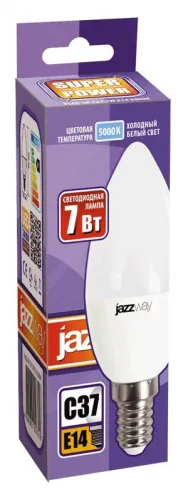 Лампа светодиодная PLED-SP 7Вт C37 свеча 5000К холод. бел. E14 560лм 230В JazzWay 1027832-2 фото 2