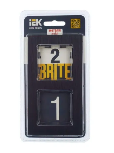 Рамка 2-м BRITE РУ-2-1-БрЧ металл черн. IEK BR-M22-M-K02 фото 5