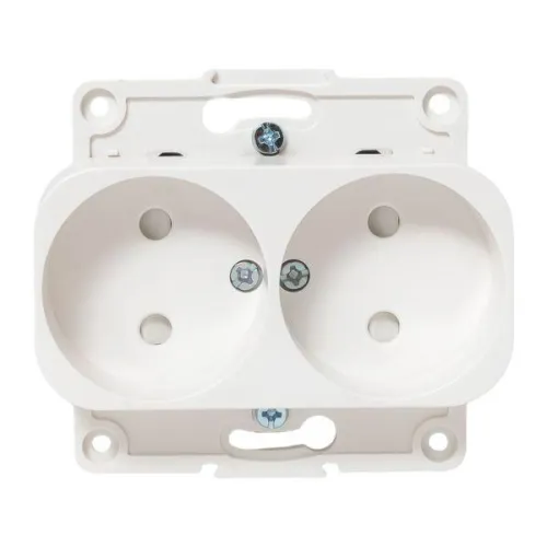 Розетка 2-м СП Стокгольм 10А IP20 без заземл. защ. шторки механизм бел. PROxima EKF EYR10-102-10 фото 2