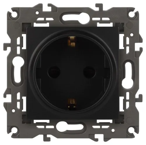Розетка 1-м СП Эра Elegance 14-2101-05 16А IP20 16AX 250В 2P+E Schuko антрацит Эра Б0034269
