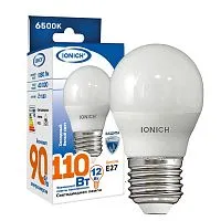 Лампа светодиодная G45 12Вт шар 6500К E27 1080лм 230В IONICH 1629