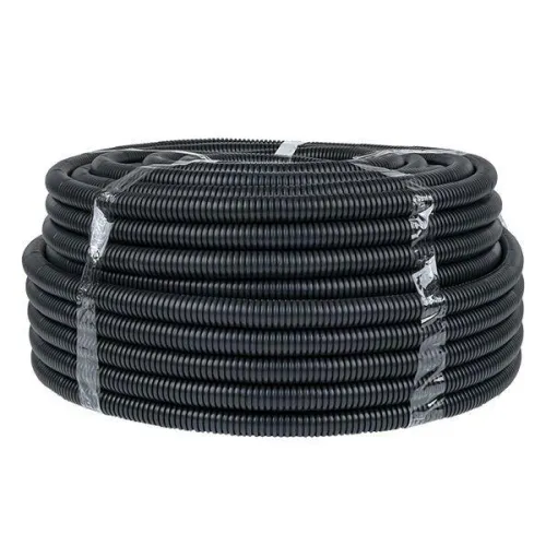 Труба гофрированная d25мм с протяжкой безгалоген. трудногорючая (FRHF) черн. (уп.75м) Plast EKF FRHF-25