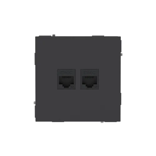 Розетка компьютерная 2-м KANT RJ45 кат.6A без шторки черн. уголь DKC 7012674