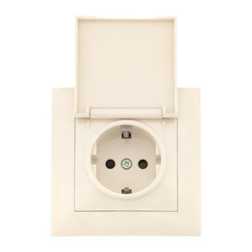 Розетка 1-м СП Валенсия 16А с заземл. с крышкой защ. шторки крем. PROxima EKF EWV10-124-20 фото 5