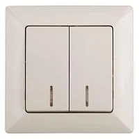 Выключатель 2-кл. СП Solo 4-105-02 10А 250В IP20 с подсветкой слон. кость Intro Б0053594