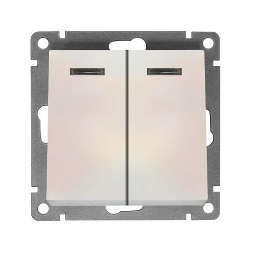 Выключатель 2-кл. СП Афина 10А IP20 с подсветкой механизм жемчуж. Universal A0123-OBr