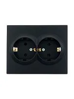 Розетка 2-м СП VESNA с заземл. со шторками ПБТ черн. бархат LEZARD 742-4200-178B