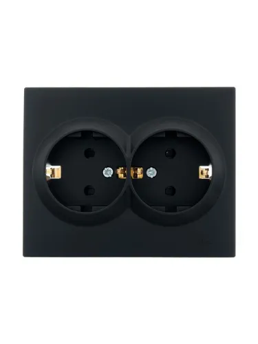 Розетка 2-м СП VESNA с заземл. со шторками ПБТ черн. бархат LEZARD 742-4200-178B