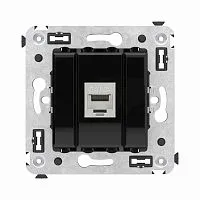 Розетка компьютерная 1-м СП Avanti "Черный квадрат" RJ45 кат.6A без шторок экранир. механизм DKC 4402773