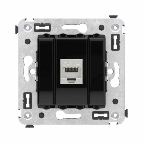 Розетка компьютерная 1-м СП Avanti "Черный квадрат" RJ45 кат.6A без шторок экранир. механизм DKC 4402773