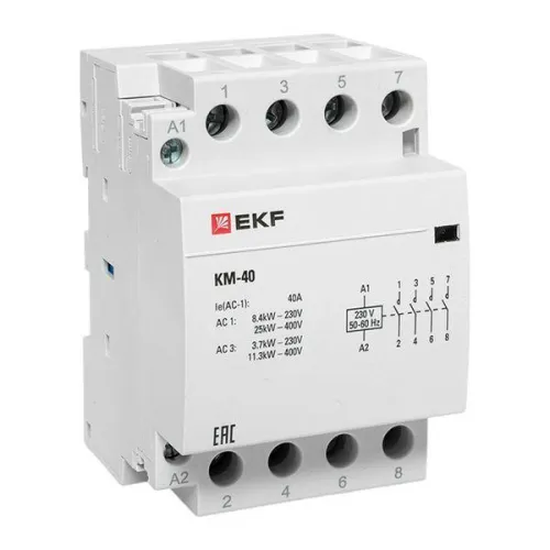 Контактор модульный КМ 40А 4NО (3 мод.) EKF km-3-40-40