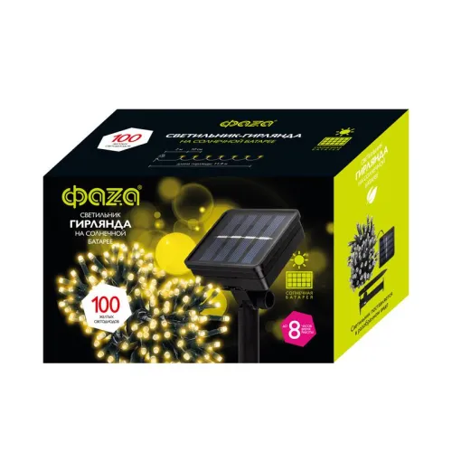 Светильник светодиодный садовый SLR-G01-100Y 100 желт. LED гирлянда на солнечн. батарее ФАZА 5027312 фото 9