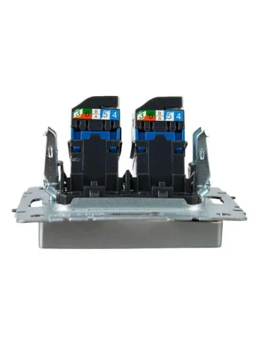 Розетка компьютерная двойн. СП RJ45 кат.6 BRITE РК11-2-БрА механизм алюм. IEK BR-K20-2-K47 фото 4