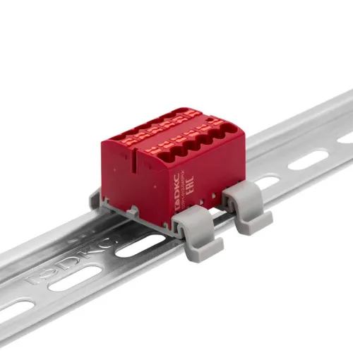 Блок распределительный зажим push-in 12 точек подключения 25кв.мм красн. DKC DTP1-012-04SPUR фото 3