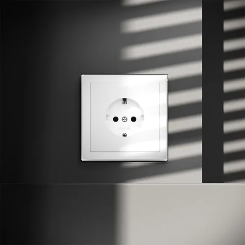 Розетка 1-м СП S70 16А с заземл. механизм бел. глянцевый Voltum VLS040101 фото 3