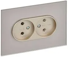 Розетка 2-м SKANDY 10А без заземл. без защ. шторок для плоской вилки SK-R03Sh шампань IEK SK-R20-10-K37